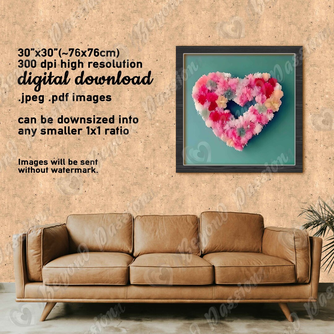 Floral Heart Printables - Romantic Wall Decor - Unique and Modern Art ...