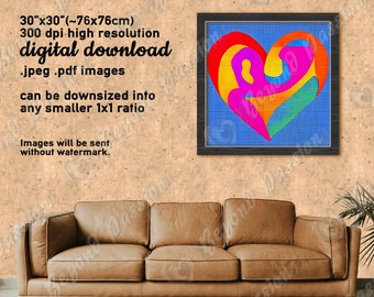 Colorful Heart Illustrations - Romantic Home Designs - Unique and Modern Art Collection for Home and Office Decor & Gifts - JPEGs JPGs PDFs