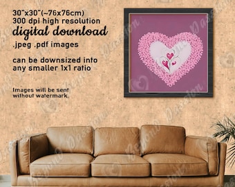 Floral Heart Art Print – Modern Romantic Wall Decor (Digital Download)