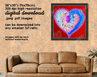 Leaf Heart Art Print - Nature Inspired Modern Decor (Digital Download)