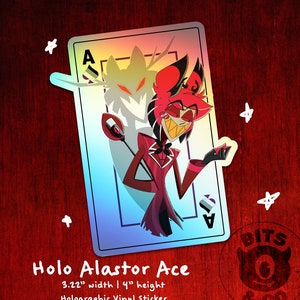 Autocollant holographique en vinyle pour cartes à jouer Ace Alastor | Hôtel Hazbin | RÉDUCTION DANS LA DESCRIPTION
