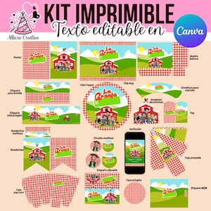 Zenon Farm printable kit editable in Canva / editable text in Canva / Zenon Farm party / farm kit