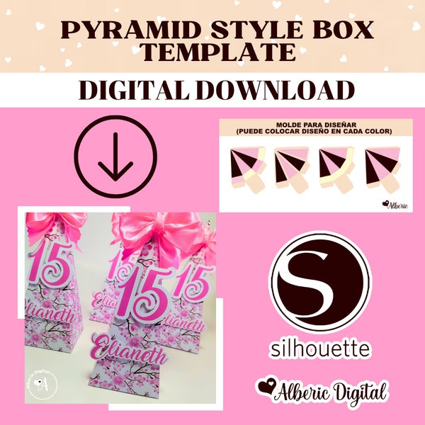 pyramid style box / pyramid box template / pyramid box/downloadable templates/ digital templates/ digital boxes/ silhouette studio/ studio