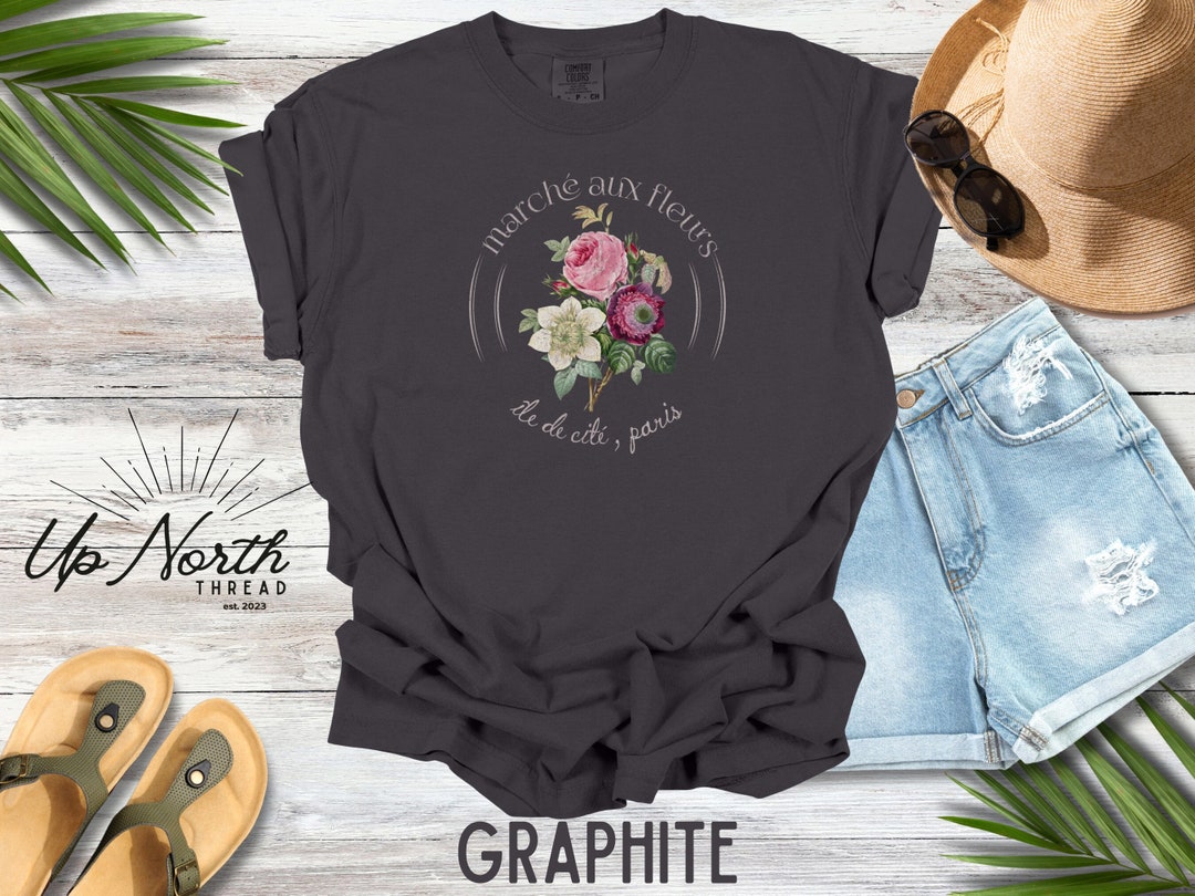 Paris Flower Market T-shirt, Vintage Floral Design, Retro Inspired