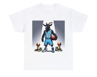 Blue and white Hip Hop Basketball Goat - Unisex Heavy Cotton Tee