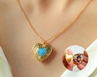 Vintage Herz Medaillon Halskette mit Foto, Benutzerdefinierte Herz Bild Halskette, Zierliche Gedenkschmuck, Jubiläumsgeschenk, Geschenk für Sie