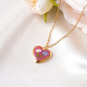 Custom Radiant Love Heart Locket Necklace, Personalized Photo Keepsake, Pressed Flower Jewelry, Gift for Her, Valentine's Day Present