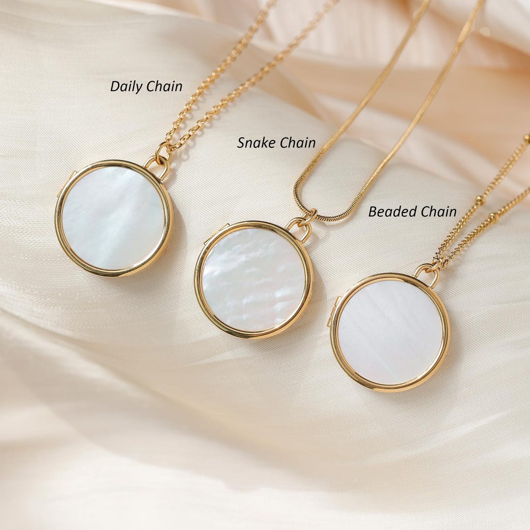 Pear Locket Personalized Mother of Pearl Locket Pendant, Vintage Locket Necklace ...