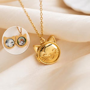 Collar con medallón personalizado con foto de gato, collar personalizado con foto de mascota, regalo para amantes de los gatos, collar para mamás de gatos, linda joyería de gatos para ella.