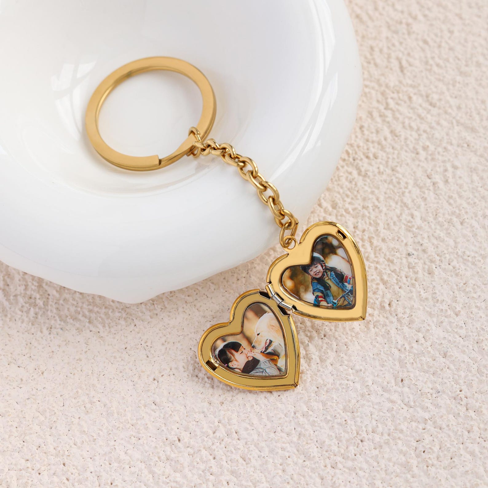 Pressed Powder On Key Chain Custom Photo Heart Keychain, Pressed Flower Forget Me Not Keychain ...