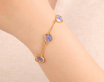 Handmade Pressed Flower Bracelet, Forget-Me-Not Bracelet, Adjustable Bracelet, Bridesmaid Gifts, Wedding Gift, Christmas Gift, Gift for Her