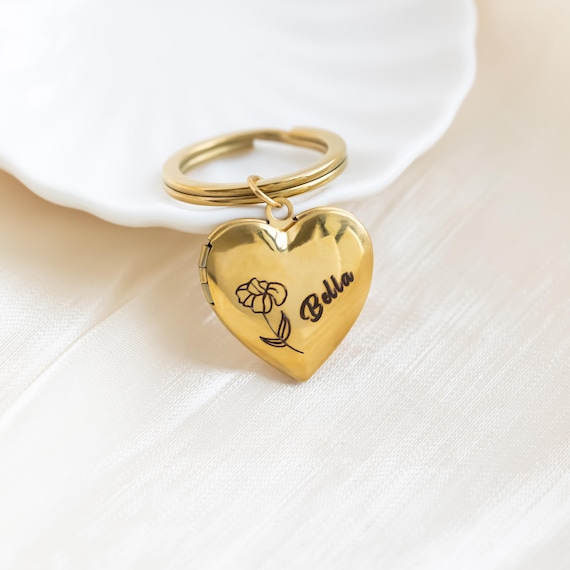Custom Heart Custom Locket Keychain With Photo, Memorial Keychain