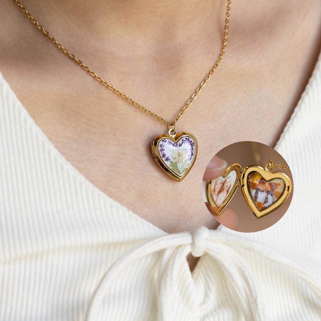 Custom Photo Necklace Flower Necklace Valentine's Day Romantic Gift