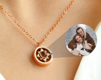 Compass Projection Photo Necklace, Personalized Picture Necklace, Silver Necklace, Pet Memorial Jewelry, Mother's Day Gift, Gift for Her