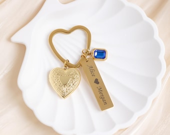 Custom Heart Locket Keychain with Photo, Photo Locket Keychain, Locket with Photo, Wedding Gift, Anniversary Gift, Christmas Gift