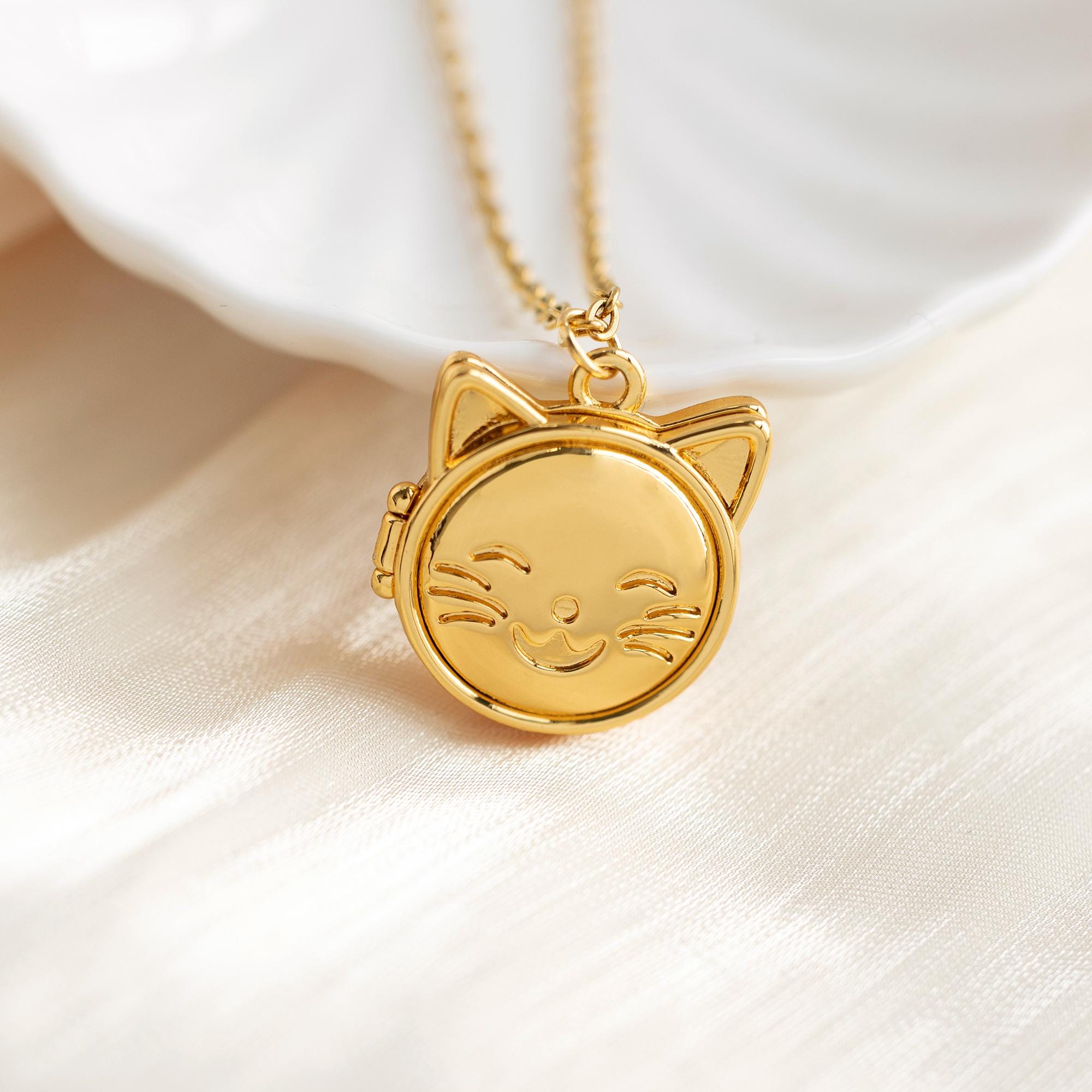 Custom Photo Locket Necklace, Cat-shaped Necklace, Photo Locket ...