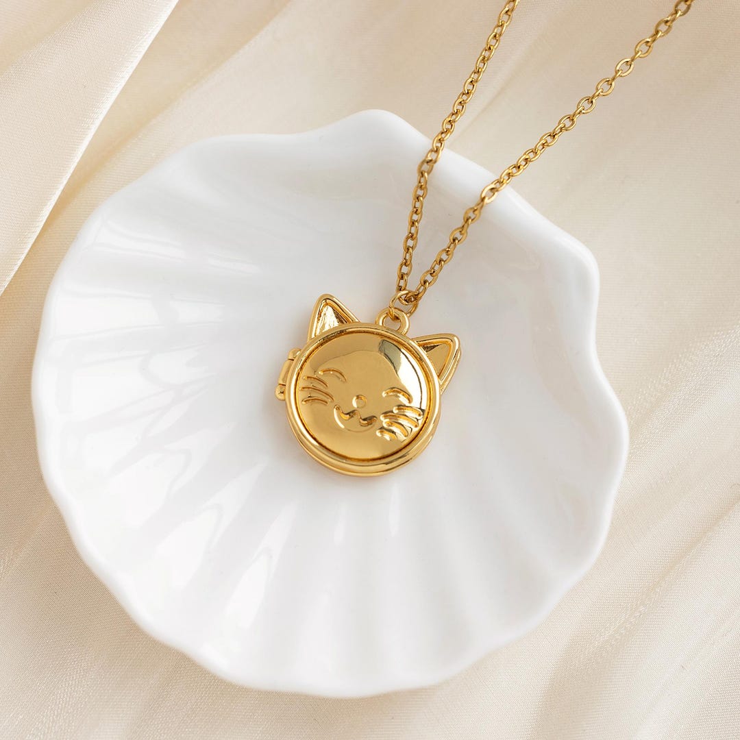 Custom Photo Locket Necklace, Cat-shaped Necklace, Photo Locket ...