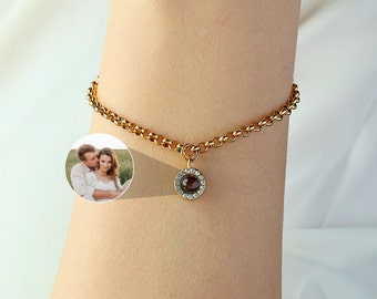 Custom Projection Photo Bracelet, Picture Bracelet, Dainty Silver Bracelet for Her, Memorial Bracelet, Mother's Day Gift, Gift for Sisters