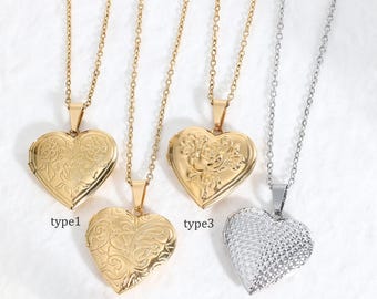 Heart Photo Locket Necklace with Photo, Vintage Locket, Memorial Gift for Mom, Anniversary Gift, Keepsake Jewelry