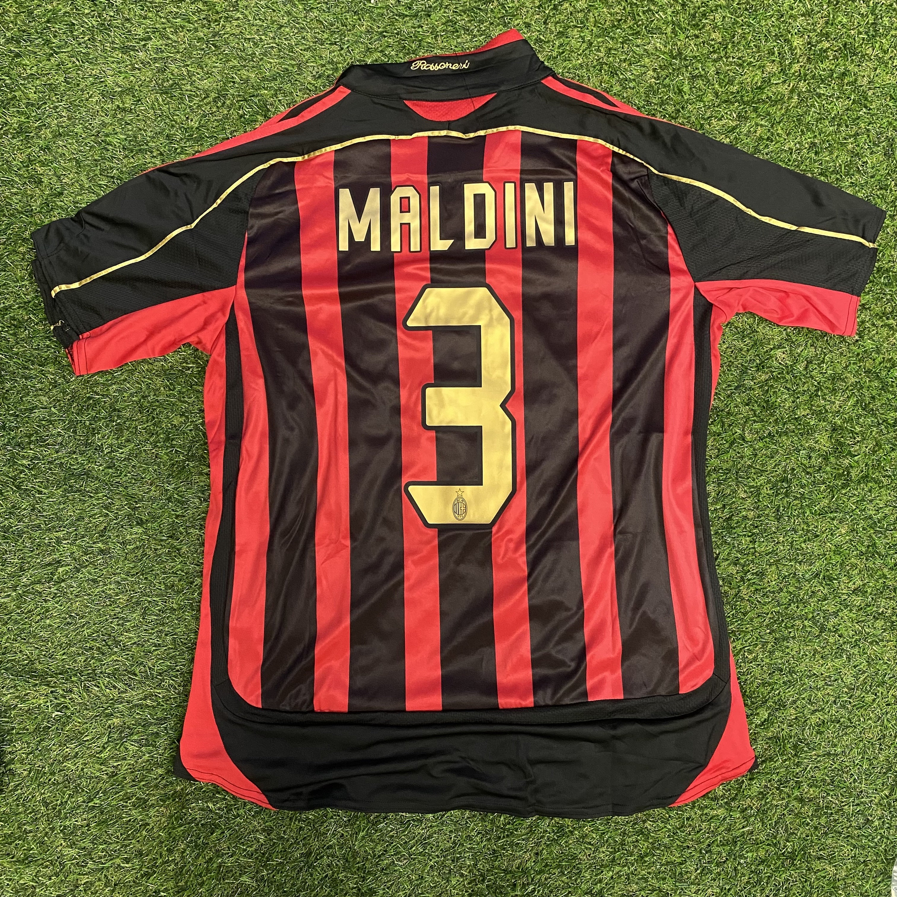 AC Milan 2006/07 Retro MALDINI # 3 Soccer Home Jersey - Size