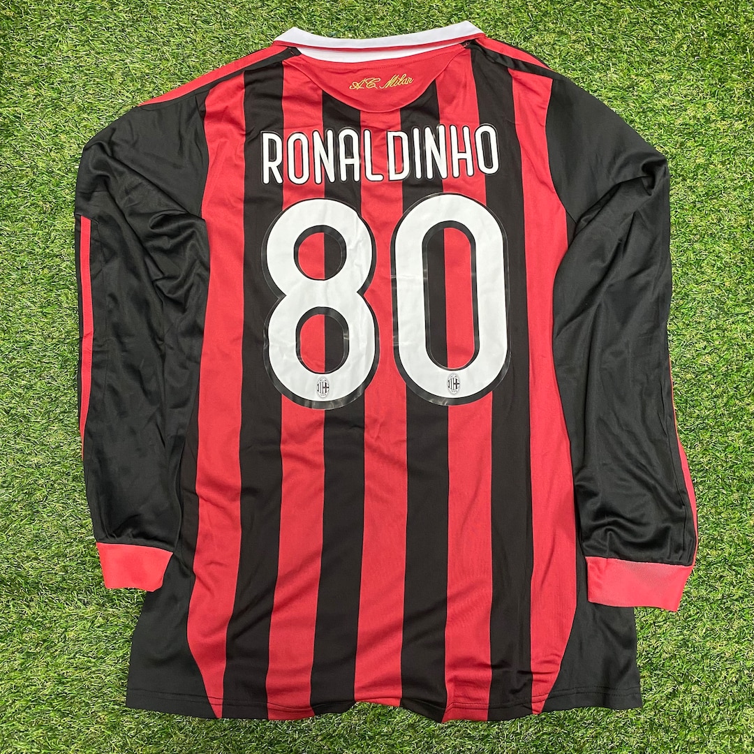 AC Milan 2009/10 Ronaldinho #80 Home Jersey Long Sleeve - Etsy AC Milan 2009/10 Ronaldinho #80 Home Jersey Long Sleeve - Etsy