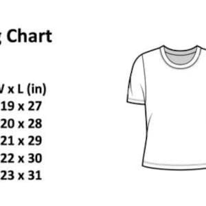 K&ouml;nnte beinhalten: Gr&ouml;&szlig;entabelle f&uuml;r ein T-Shirt mit Ma&szlig;en in Zoll. Die Tabelle zeigt die Breite und L&auml;nge des T-Shirts in Zoll f&uuml;r die Gr&ouml;&szlig;en S, M, L, XL und XXL.