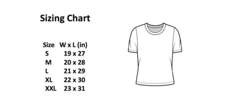 K&ouml;nnte beinhalten: Gr&ouml;&szlig;entabelle f&uuml;r ein T-Shirt mit Ma&szlig;en in Zoll. Die Tabelle zeigt die Breite und L&auml;nge des T-Shirts in Zoll f&uuml;r die Gr&ouml;&szlig;en S, M, L, XL und XXL.