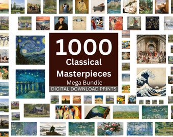 Les 1000 meilleurs tirages d'art classiques à imprimer pour la décoration intérieure - Ensemble éclectique 1K pour galerie - MEGA BUNDLE Ensemble d'impressions d'art - Décoration murale éclectique