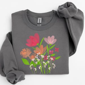 Cozy Trendy and Colofrul Flower Sweatshirt, Floral Sweatshirt for Her, Gift for Flower Lover, Spring Sweatshirt, Floral Gift, Floral Outfit