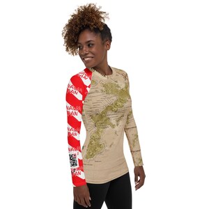 Rash Guard para mujer con estilo de mapa pirata Mapa de buceo de Okinawa buceo snorkel idea de regalo de Japón