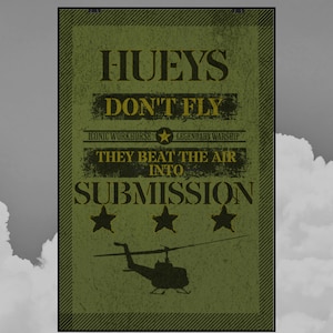 Helicopter Wall Art | Tribute Huey Helicopter Poster | Army Helicopter Poster | Military Rotary Wing Aviation