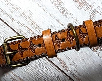 Personalized Leather Dog Collar: Custom Engraved Name, Durable Stylish Pet Accessory