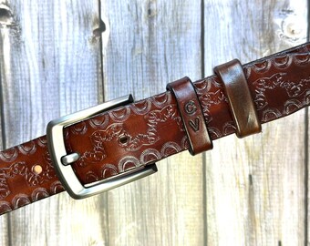 Custom Tooled Leather Belt: Western Style, Full Grain, Handmade Accessory1 1/2 inch