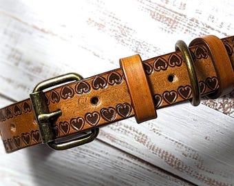 Personalized Leather Dog Collar with Custom Engraved Name Tag – Adjustable Fit Pet ID
