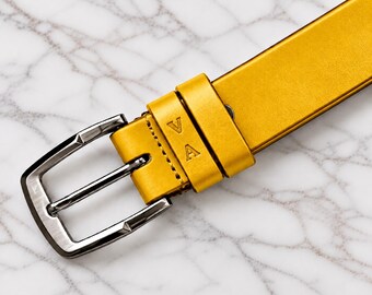 Personalized Full Grain Leather Belt – Engraved Anniversary Gift for Him1 1/4 inch