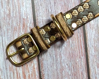 Handmade Pet Collar with Name - Personalized Dog Collar - Custom Engraved Leather - Handcrafted Special Gift