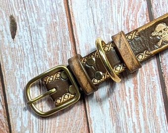 Personalized Leather Dog Collar: Custom Engraved Name Tag, Handmade Pet Accessory