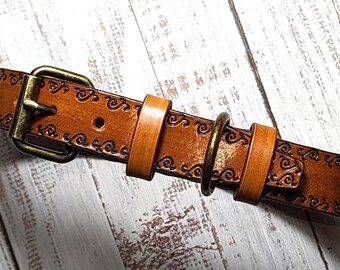 Personalized Leather Dog Collar with Engraved Nameplate Identification Tag – Adjustable, Durable, Handmade Neckwear