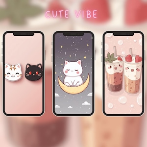 Kawaii Lofi Anime Phone Wallpapers – Cute Soft Pastel Aesthetic Backgrounds, Mobile Digital Art Pack for iOS & Android