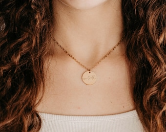 Necklace “valuable” coin pendant stainless steel in gold