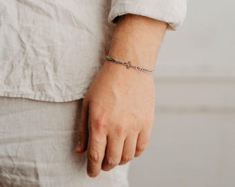 Cross bracelet for men made of stainless steel
