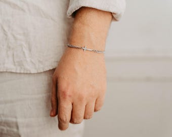 Cross bracelet for men made of stainless steel