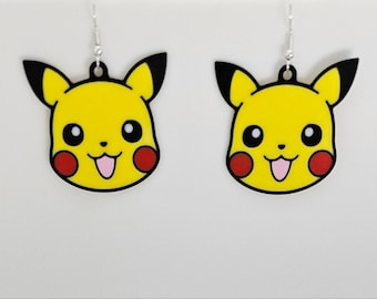 Cute Pikachu Earrings - 3D Printed with Stainless Steel Hypoallergenic Hook