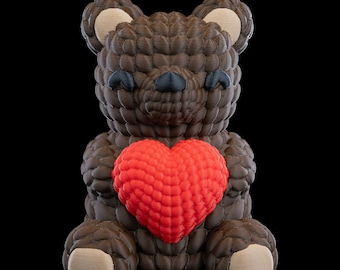 Love Bear Valentine Container for jewellery, keys or any small items - Crochet style 3D Printed design piece
