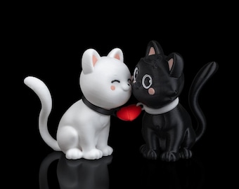 Valentine Cat Couple - The purrfect pair - 3d printed gift - Awesome gift for couples, weddings and anniversaries