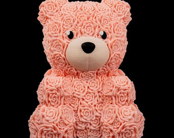 Floral Teddy Bear Valentine - The perfect Valentine's day gift - 3D printed