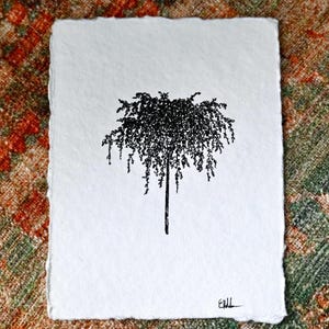 NEW - Original Pen and Ink Tree Drawing on Handmade Paper  Forest-Inspired Minimalist Art - Cabin Wall Art