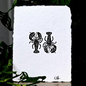 Lobster Art Pen Drawing  Original Beach House Decor  Nautical Ocean Animal Sketch
