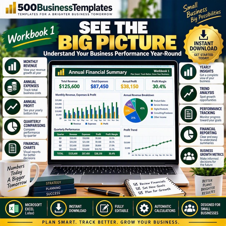 Small Business Budget Template Excel Spreadsheet | Finance Tracker ...