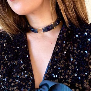 Macrame Choker necklace with natural stones, handmade jewelry, unique design